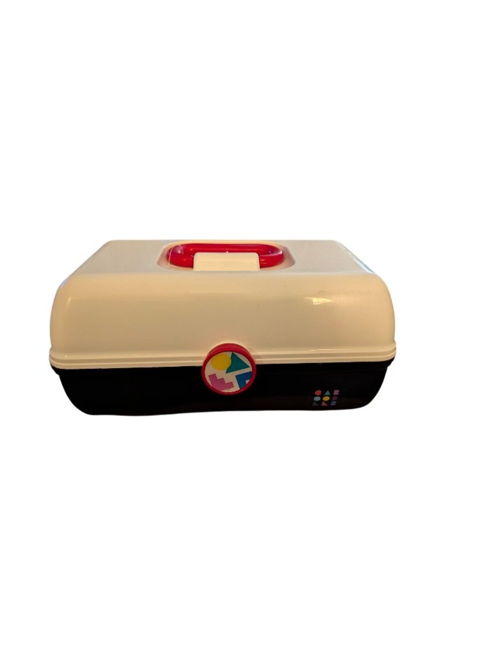 Caboodles Makeup Organizer Case With Handle & Removable Tray White & Black Retro